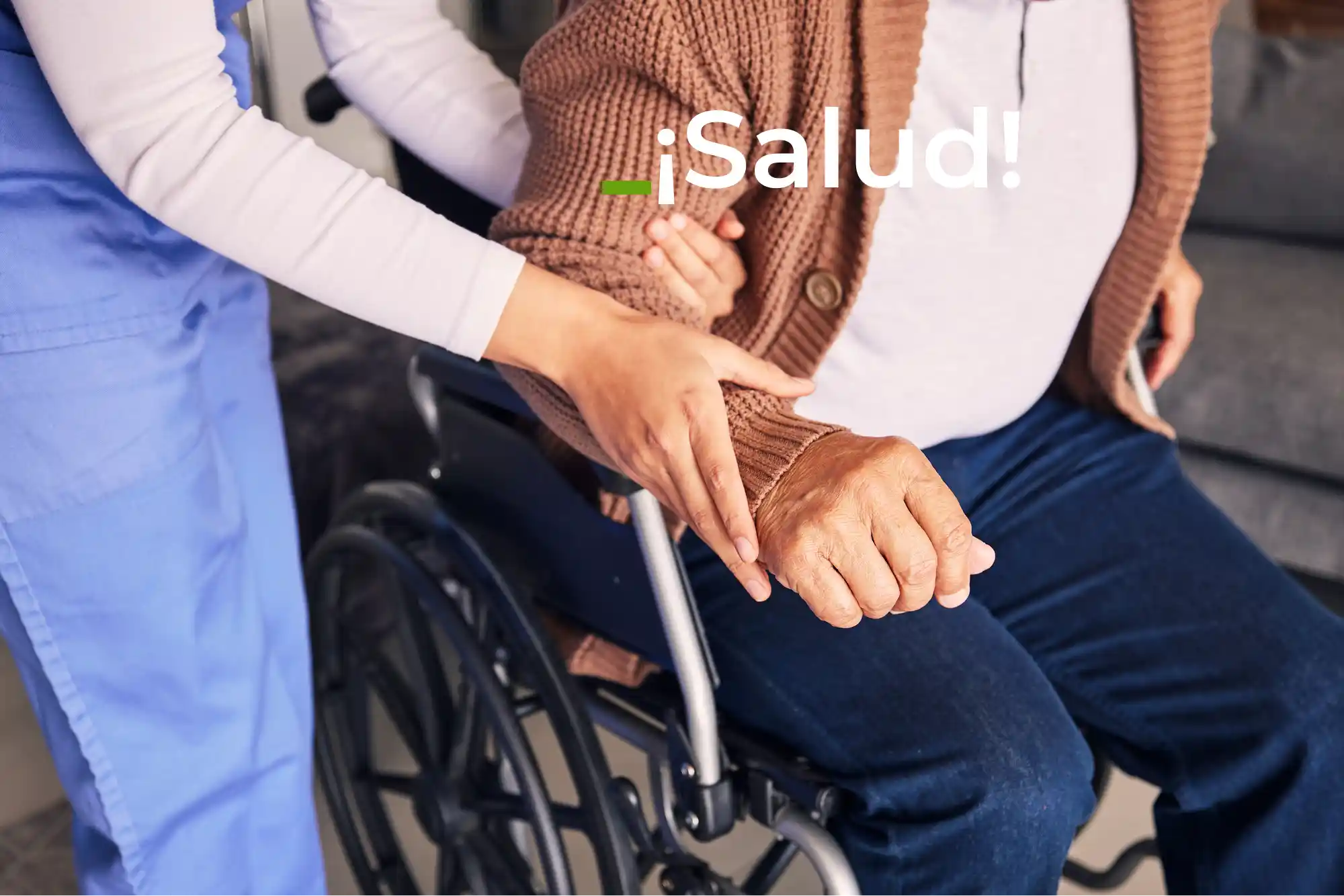 Mujer en silla de ruedas con cuidadora